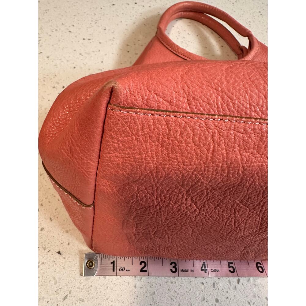 Talbots Genuine Leather Hobo Shoulder Bag Small Coral Pink Boho - Picture 9 of 11